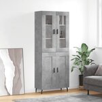 vidaXL Buffet haut Gris béton 69 5x34x180 cm Bois d'ingénierie