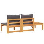vidaXL Banc de jardin avec table avec coussins gris foncé Teck solide