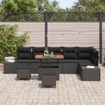 vidaXL Ensemble de canapé de jardin avec coussin 9 Pièces Noir Poly rotin