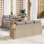 vidaXL Ensemble de canapé de jardin 6 Pièces Beige Poly rotin