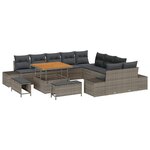 vidaXL Ensemble de canapé de jardin 13 Pièces Gris Poly rotin