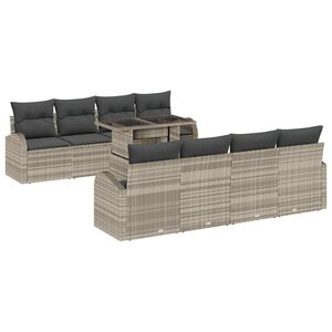 vidaXL Ensemble de canapé de jardin 7 Pièces Gris clair Poly rotin