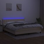vidaXL Sommier à lattes de lit avec matelas LED Crème 160x200 cm Tissu