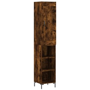vidaXL Buffet haut Chêne fumé 34 5x34x180 cm Bois d'ingénierie