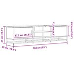 vidaXL Meuble TV chêne fumé 160x35x41 cm bois d'ingénierie et métal