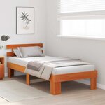 vidaXL Cadre de lit avec tête de lit Brun cire 90 x 190 cm Pin massif