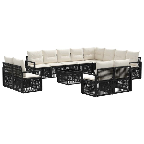 vidaXL Ensemble de canapé de jardin 13 Pièces Noir polyrotin