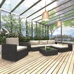 Vidaxl salon de jardin 8 pièces avec coussins résine tressée noir