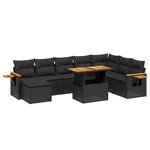 vidaXL Salon de jardin 8 Pièces avec coussins noir résine tressée