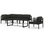 vidaXL Salon de jardin 6 Pièces avec coussins Aluminium Anthracite