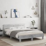 vidaXL Cadre de lit avec LED sans matelas gris béton 150x200 cm