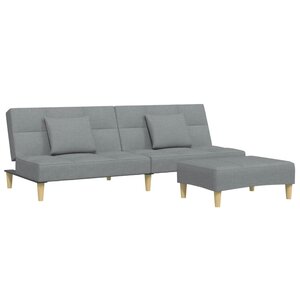 vidaXL Canapé-lit à 2 places avec repose-pied gris clair tissu
