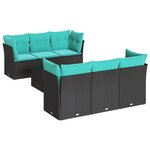 vidaXL Salon de jardin 7 Pièces avec coussins noir résine tressée