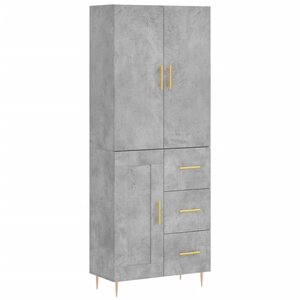 vidaXL Buffet haut Gris béton 69 5x34x180 cm Bois d'ingénierie