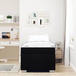 vidaXL Cadre de lit avec matelas Noir 90 x 190 cm tissu