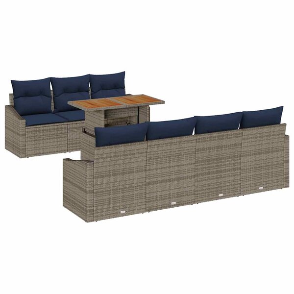 vidaXL Ensemble de canapé de jardin 8 Pièces Gris Poly rotin