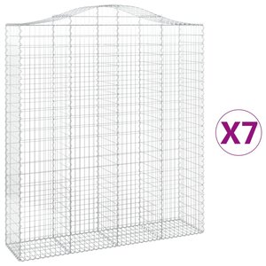vidaXL Paniers à gabions arqués 7 Pièces 200x50x220/240 cm Fer galvanisé