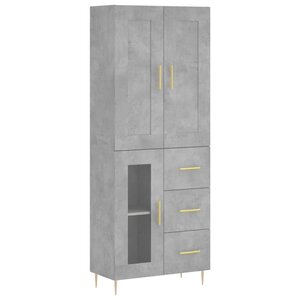 vidaXL Buffet haut Gris béton 69 5x34x180 cm Bois d'ingénierie