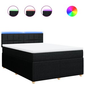 vidaXL Sommier à lattes de lit avec matelas Noir 140x190 cm Tissu
