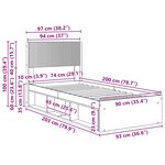 vidaXL Cadre de lit avec rangement et tête de lit Noir 90 x 200 cm