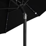 vidaXL Parasol de jardin avec LED mât en acier noir 225x225x212 cm