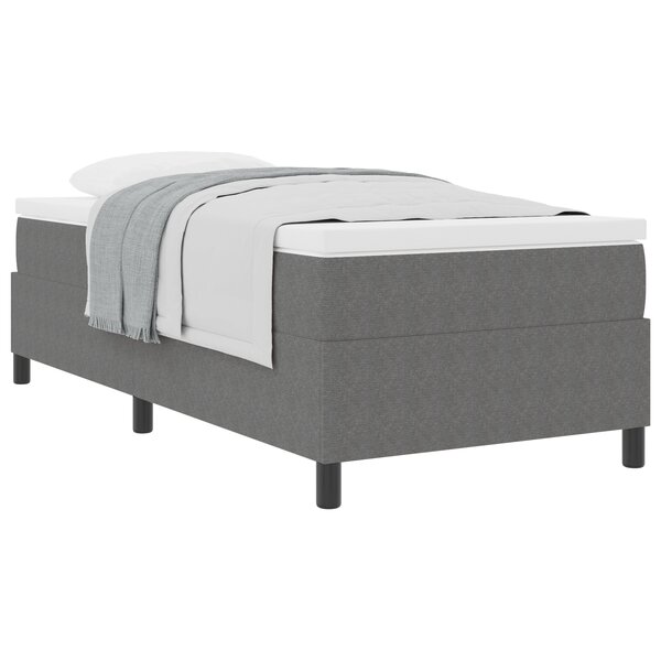 vidaXL Lit à Ressorts avec Matelas Gris Simple Tissu Côtelé