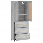 vidaXL Buffet haut Sonoma gris 69 5x34x180 cm Bois d'ingénierie
