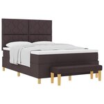 vidaXL Lit à ressorts avec matelas et banc brun foncé 140x190 cm en tissu