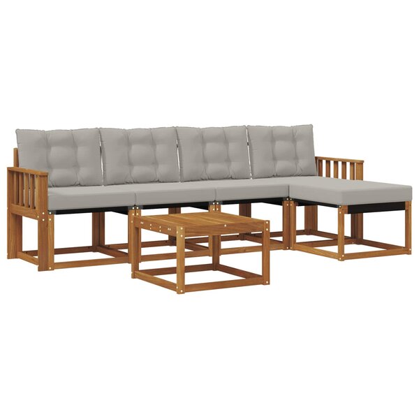 vidaXL Ensemble de canapés d'extérieur 6 pc Naturel et gris clair