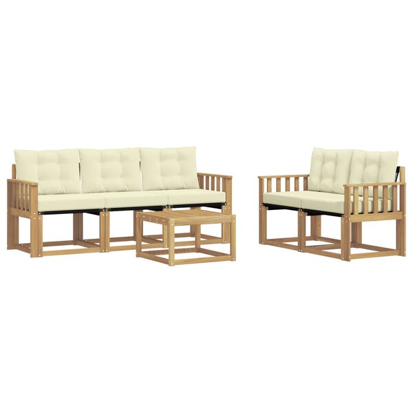 vidaXL Ensemble de canapés d'extérieur 6 pc Blanc et crème