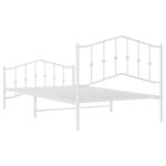 vidaXL Cadre de lit métal avec tête de lit/pied de lit blanc 107x203cm