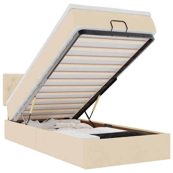 vidaXL Lit ottoman avec matelas crème 90x200 cm tissu