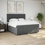 vidaXL Sommier à lattes de lit avec matelas Gris foncé 180x200cm Tissu