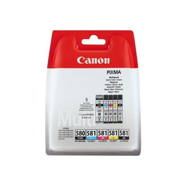 Canon pack de 5 cartouches pgi-580/cli-581 pgbk/bk/c/m/y - noir + couleur