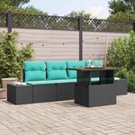 vidaXL Ensemble de salle à manger pour jardin 5 Pièces Noir et Sarcelle