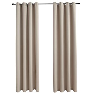 vidaXL Rideaux occultants avec anneaux en métal 2 Pièces Beige 140x175 cm