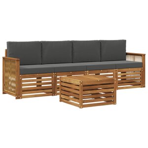 vidaXL Ensemble de canapés d'extérieur 5 pc Naturel et Anthracite