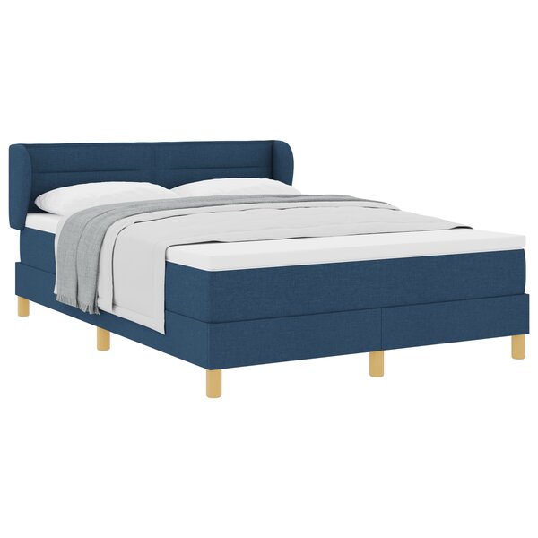 vidaXL Lit à Ressorts Bleu avec Matelas – 140x200 cm Tissu