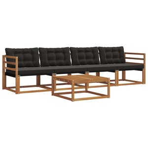 vidaXL Ensemble de canapés d'extérieur 5 pc Naturel et Noir