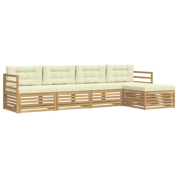 vidaXL Ensemble de canapés d'extérieur 5 pc Blanc et crème Polyester