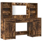 Ensemble de Coiffeuse 3 Pièces en Chêne Fumé en Bois d'Ingénierie