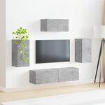 vidaXL Ensemble meuble TV 5 Pièces Gris béton Bois d'ingénierie