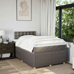 vidaXL Sommier à lattes de lit avec matelas taupe 120x190 cm tissu