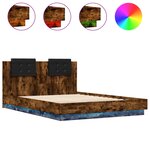vidaXL Cadre de lit avec LED sans matelas chêne fumé 150x200 cm