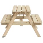 vidaXL Table de pique-nique pour 4 enfants avec trou de parasol sapin