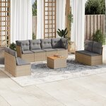 vidaXL Salon de jardin avec coussins 9Pièces mélange beige résine tressée