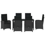 vidaXL Ensemble de salle à manger pour jardin 7 Pièces Noir polyrotin