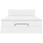 vidaXL Lit ottoman avec matelas & LED blanc pur 140x200cm similicuir