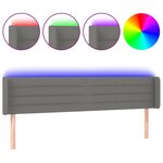 vidaXL Tête de lit à LED Gris foncé 203x16x78/88 cm Tissu