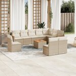 vidaXL Salon de jardin 11 Pièces avec coussins beige résine tressée